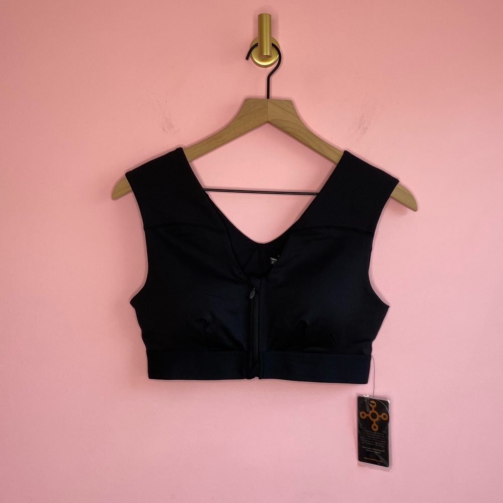 SOLD! Tommie Copper Shoulder Support Bra with Zipper, Black, M - Picture 3 of 15